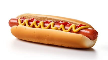 Generative AI : Hot dog on isolated white background