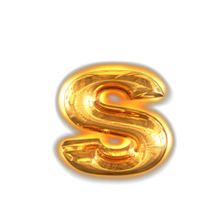Gold inflatable symbol with glow. letter s
