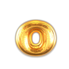 Gold inflatable symbol with glow. letter o