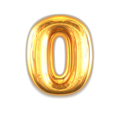 Gold inflatable symbol with glow. number 0