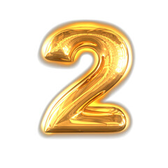 Gold inflatable symbol with glow. number 2