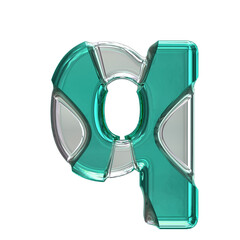 Silver symbol with turquoise inlays. letter q