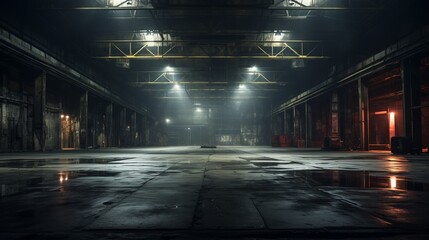 Evoking an Ambiance of Empty Warehouse with Dramatic Lighting.