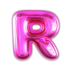 Purple inflatable symbol with glow. letter r