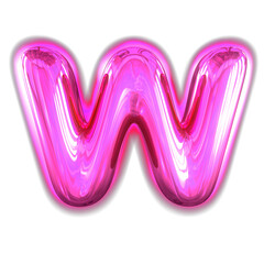Purple inflatable symbol with glow. letter w