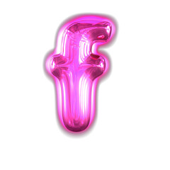 Purple inflatable symbol with glow. letter f