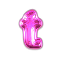 Purple inflatable symbol with glow. letter t
