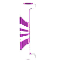 White 3d symbol with thick purple straps
