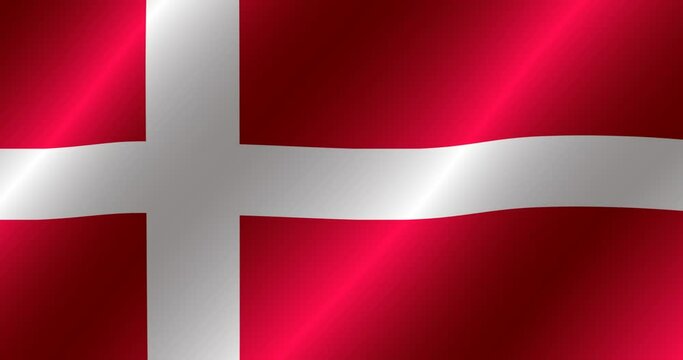 Animated Flag of Denmark. Flag of Denmark with folds. Banner with flag of Denmark. Colorful illustration with flag for web design. Motion graphics.