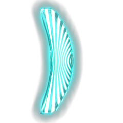 White symbol with ultra thin turquoise luminous vertical straps