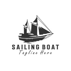 sailing ship illustration logo