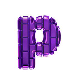 Symbol made of dark purple vertical bricks. letter p - obrazy, fototapety, plakaty