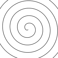 isolated spiral icon. Helix, curl, loop symbol. Flat design.Transparent black line in circle form. Single thin line spiral goes to edge of canvas.