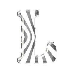 White symbol with silver thin straps. letter l