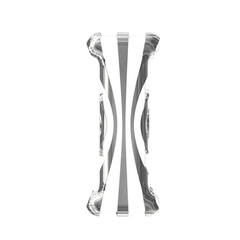 White symbol with silver thin straps. letter i