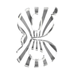 White symbol with silver thin straps. letter g