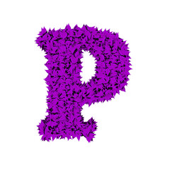 Symbol from purple leaves. letter p