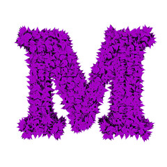 Symbol from purple leaves. letter m