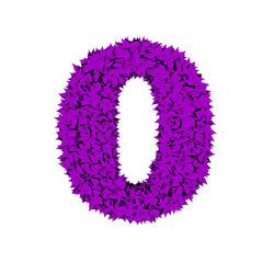 Symbol from purple leaves. letter o