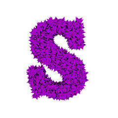 Symbol from purple leaves. letter s