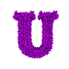 Symbol from purple leaves. letter u