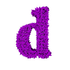 Symbol from purple leaves. letter d