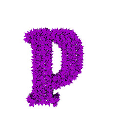 Symbol from purple leaves. letter p