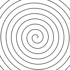 Spiral icon. Transparent black line in circle form. Single thin line spiral. Helix, curl, loop symbol. Flat design.