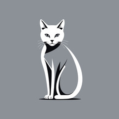 black and white cat vector 