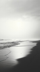 empty beach under a gloomy sky. AI generative