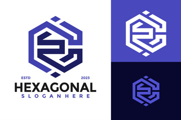 Letter CE Hexagon Logo design vector symbol icon illustration