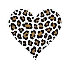 Wild leopard printed heart clipart vector © trihubova
