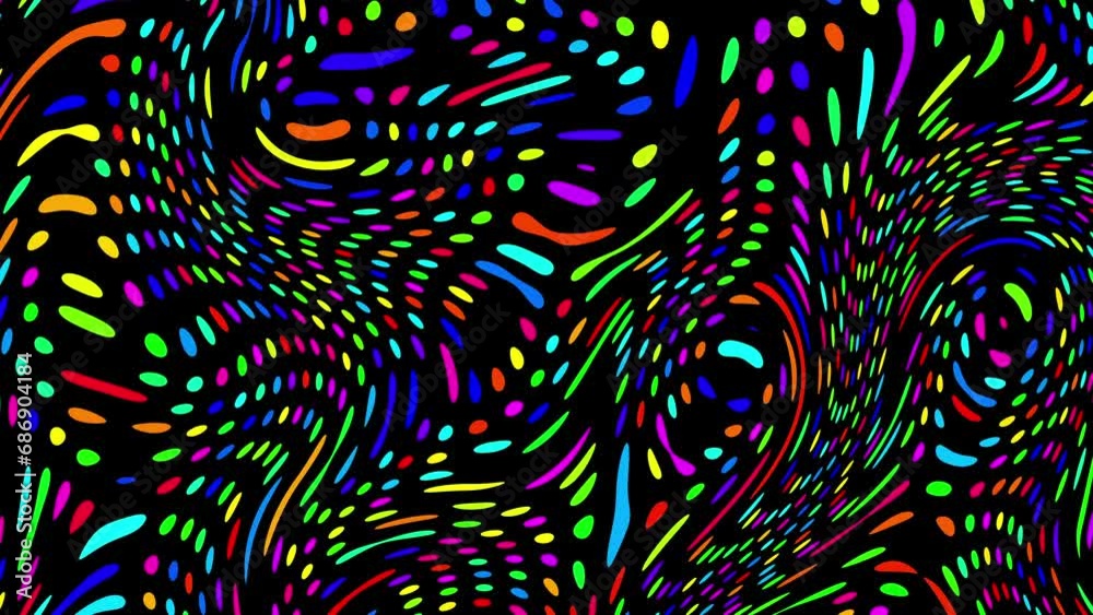 Fototapete animated abstract technology dark background random dots and grid 4k