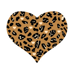 Wild leopard printed heart clipart vector Valentine Day love shape
