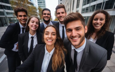 Fototapeta premium Cheerful young business people