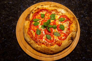 Traditional Italian vera Margherita pizza with mozzarella and basil isolated 