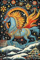 Cute Pegasus wearing in winter wonderland
