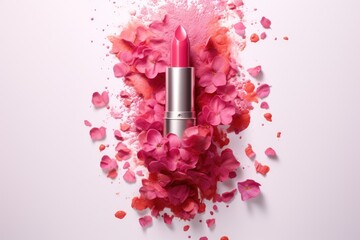 Obraz na płótnie Canvas Lipstick with flower petals