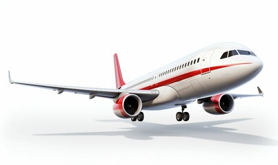 Obraz premium Commercial Airplane on White Background. Generative ai