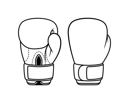 Boxing gloves line art vector isolated on white background.