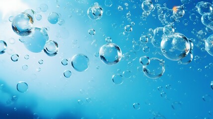 Underwater Serenity: Sunlight and Air Bubbles in Clear Blue Water. Generative ai