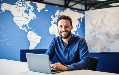 Smiling freight forwarder in the office