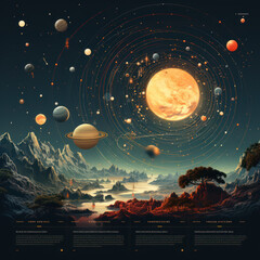Cosmic Curiosity: Astronomy-Themed Poster on Galaxy Background