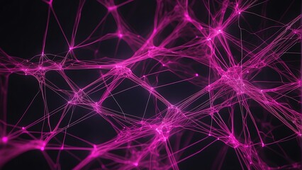 Neon pink lighting background with a neural network of lines and connections from Generative AI