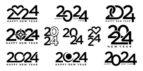 Collection of 2024 logo happy new year, text 2024 template vector editable and resizable EPS 10	