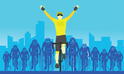 Great elegant vector editable bicycle race yellow jersey winner poster background design best for your championship community event	 - obrazy, fototapety, plakaty