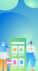 Festive Shopping E-Commerce Online Shopping People Flat Vector Concept Operation Hand Drawn Illustration
