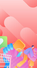 Festive Shopping E-Commerce Online Shopping People Flat Vector Concept Operation Hand Drawn Illustration
