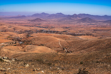 Incredible view of a desert area of the island. Photography taken in Fuerteventura, Canary Islands, Spain.