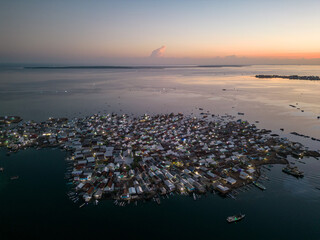 fisherman village Bungin island aerial view
